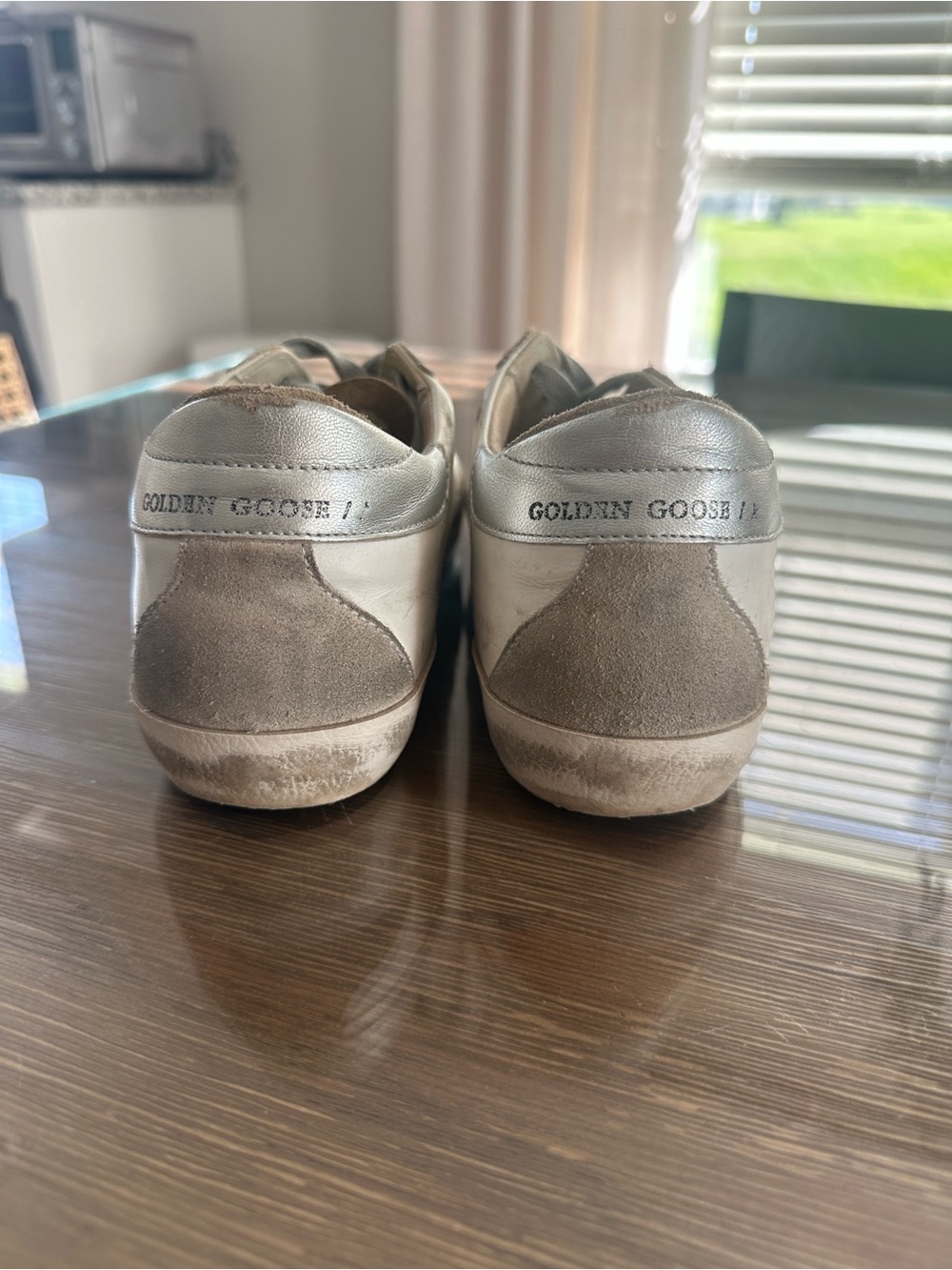 Golden Goose White Leather Sneakers with Gray Star - Picture 4 of 8